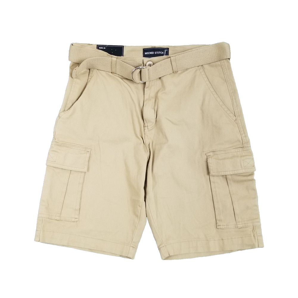 Wicked‎ Stitch Cargo Shorts Mens 32 Flex Fabric Casual Belted Pockets Outdoor